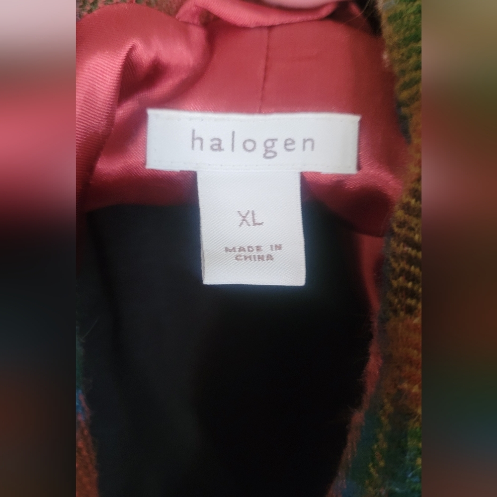 Halogen Unique Vintage Plaid Women's Long Coat XL - Picture 7 of 15